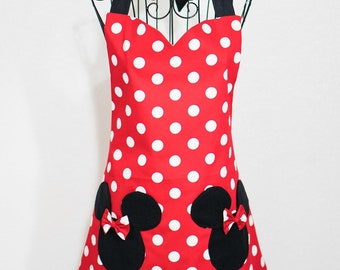 Red and White Polka Dot Apron - Red Apron - Polka Dot