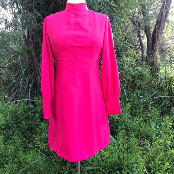 Vintage 60s Mini Dress Gogo Mod Hot Pink Medium