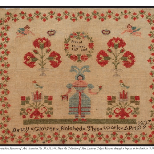 PDF Betty Glover 1837 Reproduction Sampler by Hewitt Hill Etsy