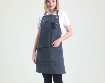 Delantal de mezclilla - Baristas - Peluqueros - Barberos - Maquilladores - Chefs - Meseros - Mixólogos - Bartenders