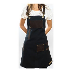 Black  Duty Design Apron w/ straps and pockets Baristas-Hairdresser-Barbers-Make Up Artist- Chefs-Bartender