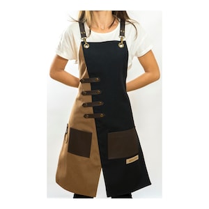 Black Brown Design Apron as duo color Baristas-Hairdresser-Barbers-Tattooers-Make Up Artist- Chefs-Server-Bartender