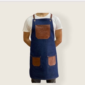 Blue Denim Apron - Personalized Work Apron - Baristas -Hairdresser - Barbers -  Makeup Artist-  Chefs - Server - Bartender -Kitchen Apron