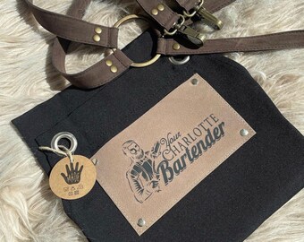 Delantal de bolsillo negro y beige - Baristas - Peluqueros - Barberos - Cocina - Chefs - Camareros - Baristas