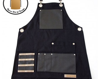Talla grande - XXL - Delantal con diseño de bolsillo extra con correas Barista-Peluquero-Barberos-Maquillador -Chefs-Florist-Bartender-Mujeres-Hombres