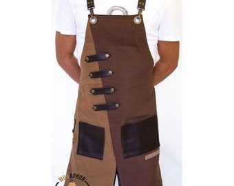 Bib Apron para hombres y mujeres con correas ajustables de cuero Baristas, peluquería, barberos, tatuajes, maquillar artista, chefs, camarero, barbacoa, florista