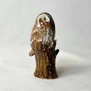 Owl figurine, Boreal owl,  Porcelain owl, Miniature owl Figurine, owl Sculpture, Ceramic bird, bird Lover Gift, Owl Figurine, Ceramic owl
