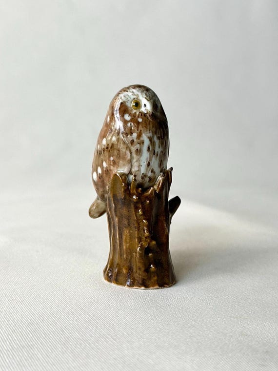 フクロウの置物、北方フクロウ、磁器のフクロウ、ミニチュアフクロウの
