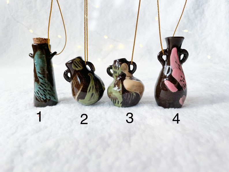 Christmas ornament, vase ornament, colorful vase, Christmas tree decor, Christmas gift, ceramic ornament image 2