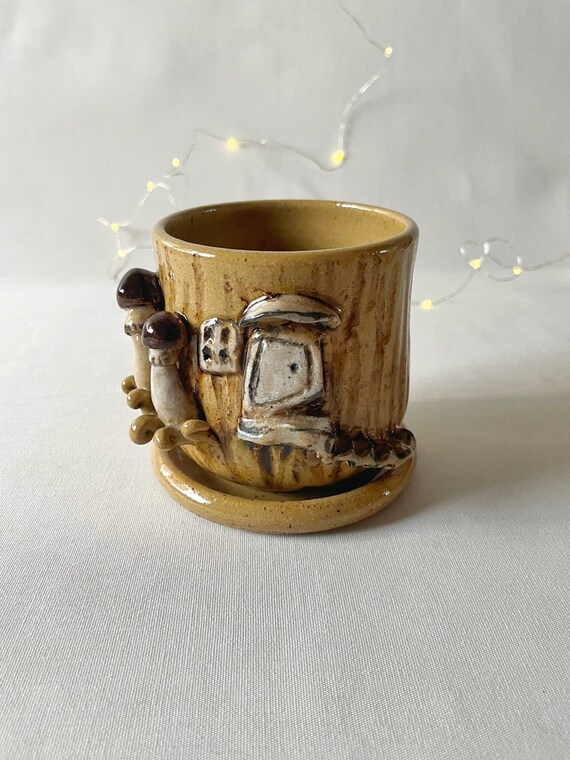 Home Décor Pottery Planter with Saucer Gardening gift Whimsical planter