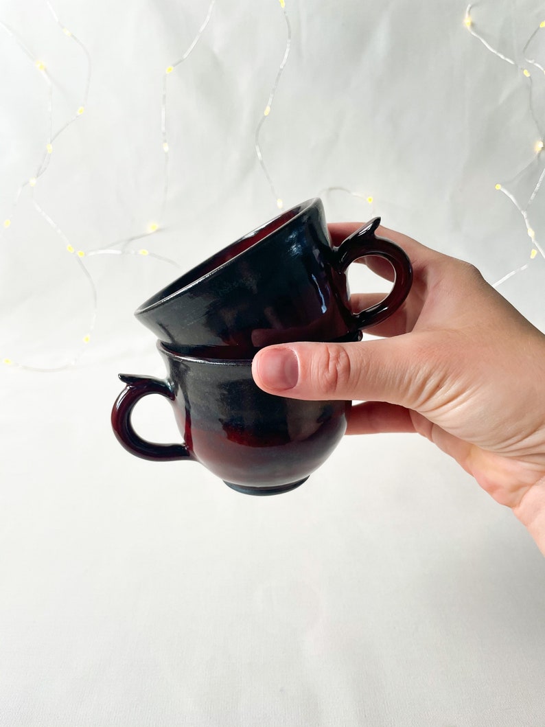 Cup set, Set of 2 cups, Coffee Mug, Coffee cup, Ceramic Cup, Drinkware, red cup, tea lovers gift image 3