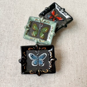 Pin, butterfly brooch, butterfly pin, butterfly accessory, ceramic pin, miniature painting pin, art pin, brooch, ceramic brooch image 1