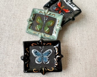 Pin, butterfly brooch, butterfly pin, butterfly accessory,  ceramic pin, miniature painting pin, art pin, brooch, ceramic brooch