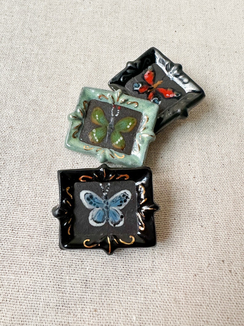 Pin, butterfly brooch, butterfly pin, butterfly accessory, ceramic pin, miniature painting pin, art pin, brooch, ceramic brooch image 1