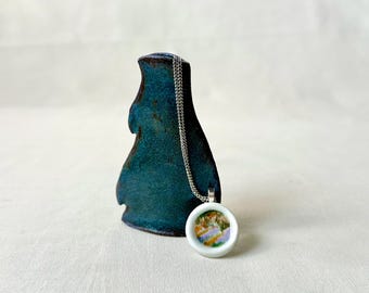 Kleines Meisterwerk Kette, Monet Kette, Malerei Kette, Porzellankette, Keramikanhänger, Porzellananhänger