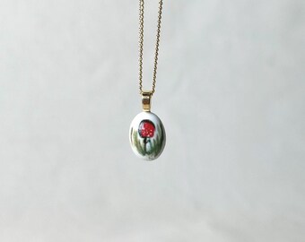 Mushroom necklace, toadstool necklace, porcelain necklace, ceramic necklace, ceramic pendant, porcelain pendant