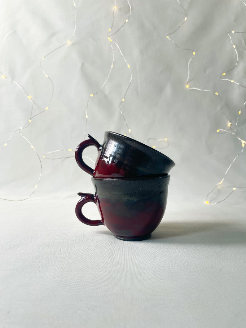 Cup set, Set of 2 cups, Coffee Mug, Coffee cup, Ceramic Cup, Drinkware, red cup, tea lovers gift image 4