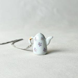 Teapot necklace, little teapot necklace, teapot pendant, porcelain necklace, ceramic necklace, ceramic pendant, porcelain pendant