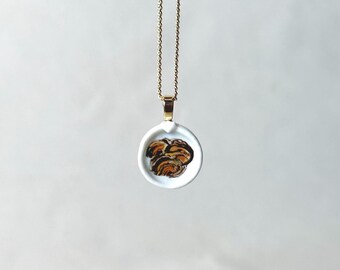 Turkey tail mushroom, turkey tail, Mushroom necklace, porcelain necklace, ceramic necklace, ceramic pendant, porcelain pendant