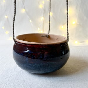 Basic planter, Hanging planter, shallow planter,Ceramic Planter with Drainage, Handmade, Gardening gift, planter with drainage hole image 3