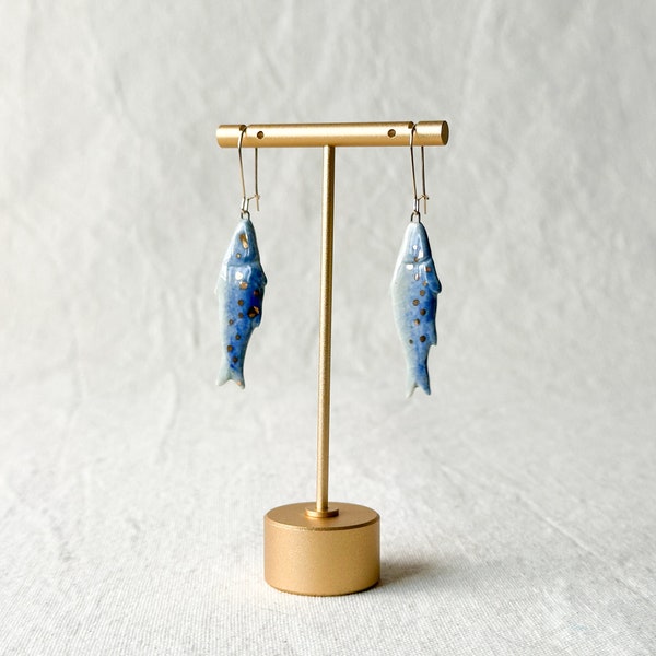 Tiny fish earrings, gold filled earrings, Porcelain earrings, ceramic earrings, handmade earrings, porcelain jewelry, ceramic jewelry