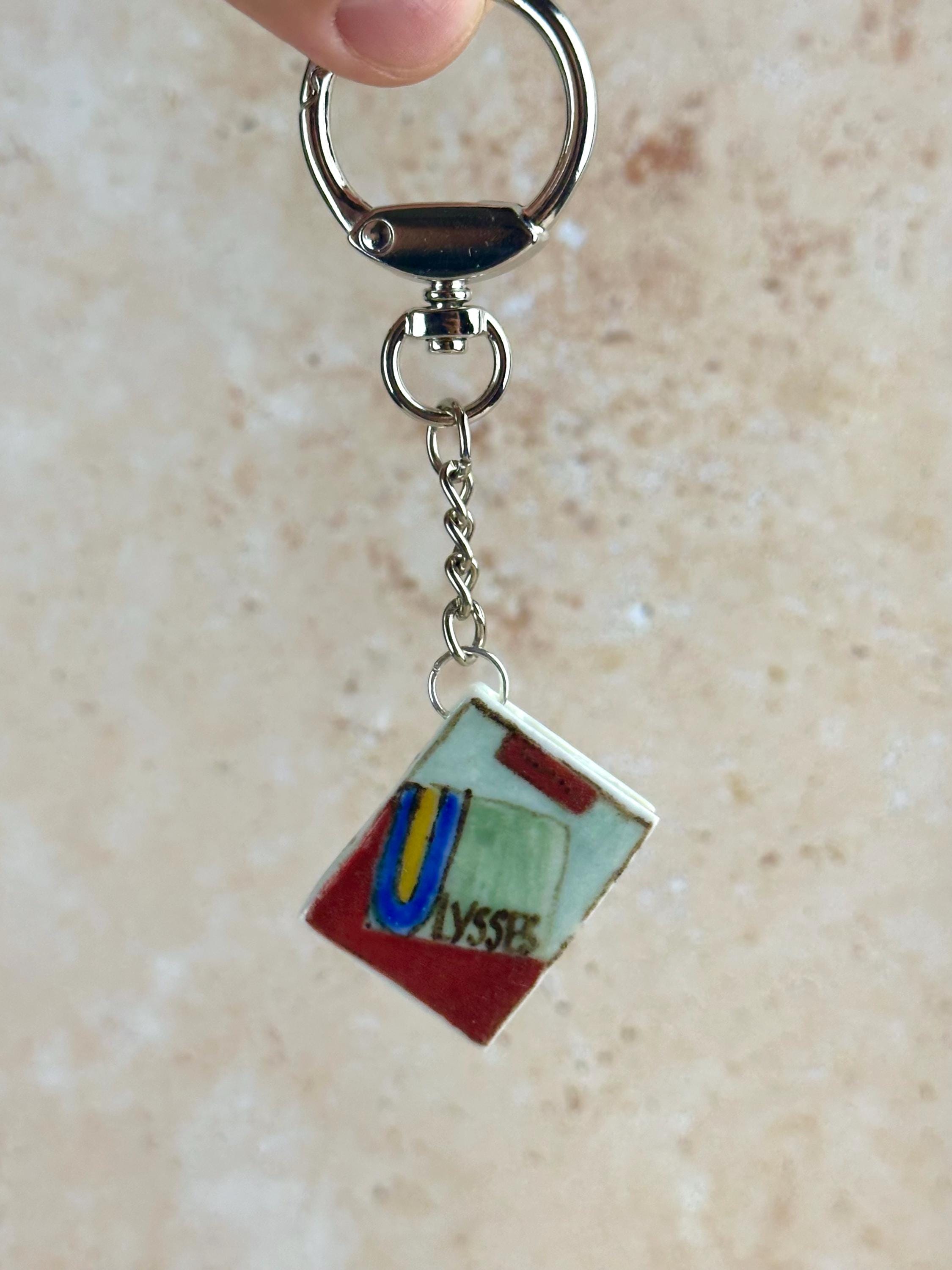 Ulysses bag charm, book pendant, bag accessory, purse charm, carabiner, key ring, keychain, ceramic pendant, ceramic keychain, fidget toy