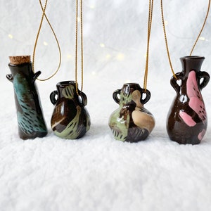 Christmas ornament, vase ornament, colorful vase, Christmas tree decor, Christmas gift, ceramic ornament image 1