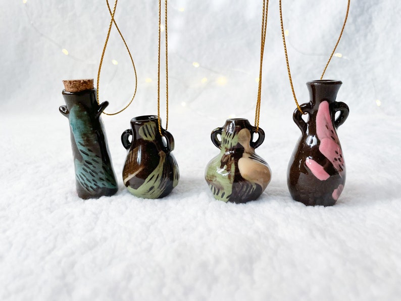 Christmas ornament, vase ornament, colorful vase, Christmas tree decor, Christmas gift, ceramic ornament image 1