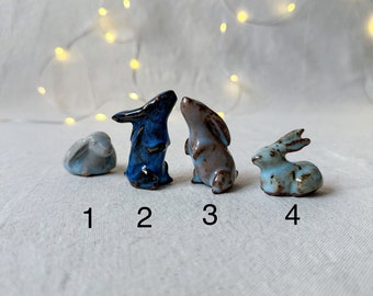 Bunny, cute bunny, ceramic figurine, ceramic bunny, Easter gift, bunny figurine, handmade gift, pink bunny, rabbit figurine, blue bunny