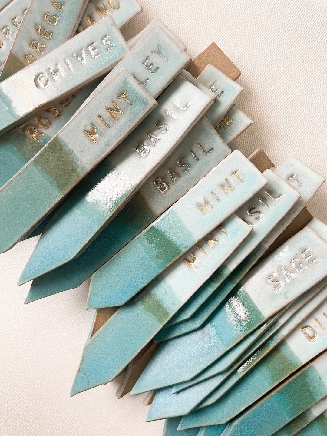 Herb Markers, Ceramic Herb Sticks, Herb Marker Garden Stakes, Herb