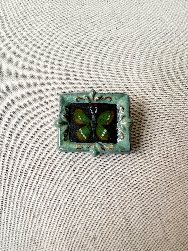 Pin, butterfly brooch, butterfly pin, butterfly accessory, ceramic pin, miniature painting pin, art pin, brooch, ceramic brooch image 10