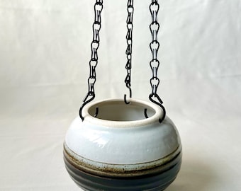 Jardinière suspendue, jardinière de base, jardinière moyenne, jardinière en céramique avec trou de drainage, jardinière suspendue avec chaîne, cadeau de jardinage