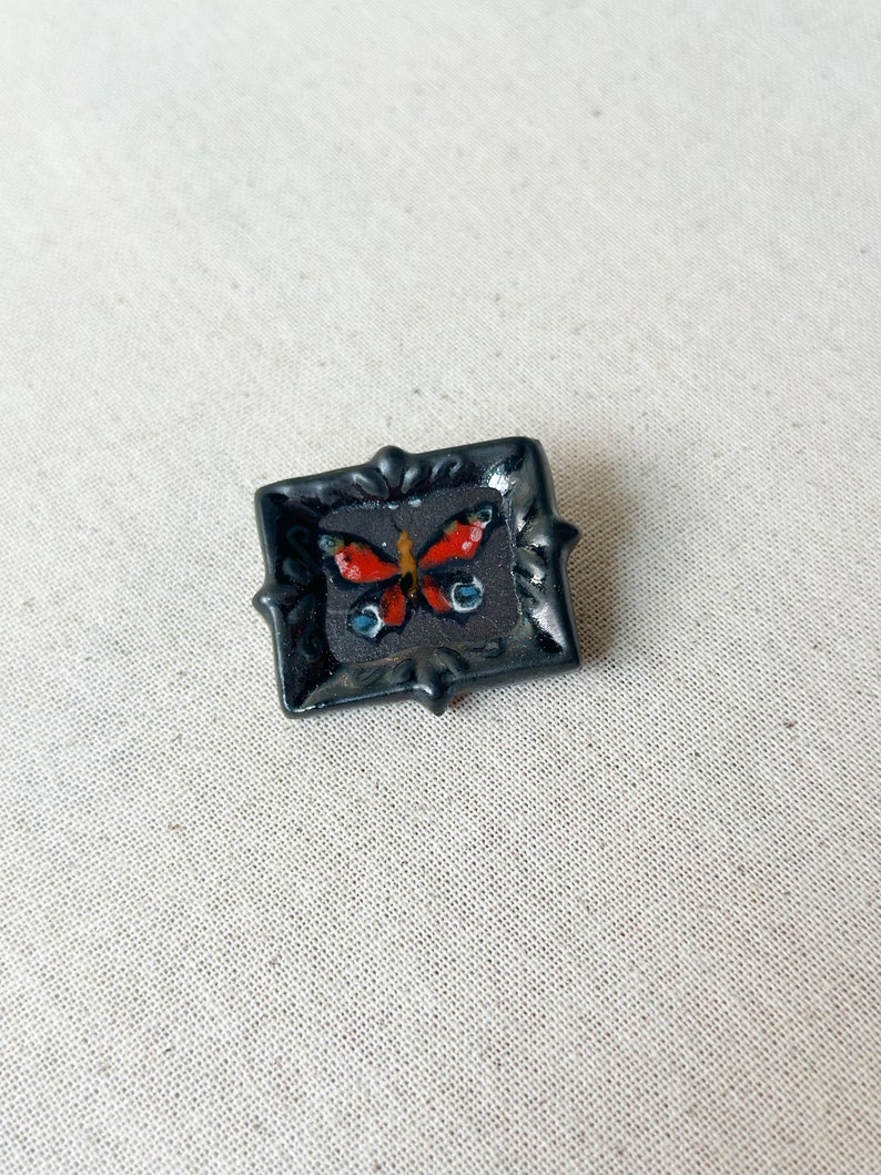 Pin, butterfly brooch, butterfly pin, butterfly accessory, ceramic pin, miniature painting pin, art pin, brooch, ceramic brooch image 2