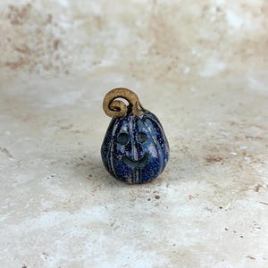 Handmade Ceramic Jack-o'-lantern Figurine, Spooky Season Decor (2-3" Size)