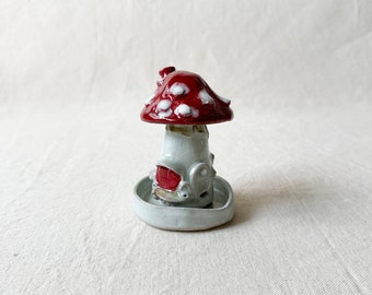 Fairy house incense burner, mushroom house, cone incense burner, incense burner, incense holder, fairy house, fly agaric, mushroom art