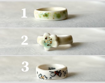 Ceramic Ring, US Size 12 Ring, Ceramic Jewelry, Handmade ceramic Ring, Minimalist Ring, Handmade Jewelry, gold pleated ring, stoneware ring