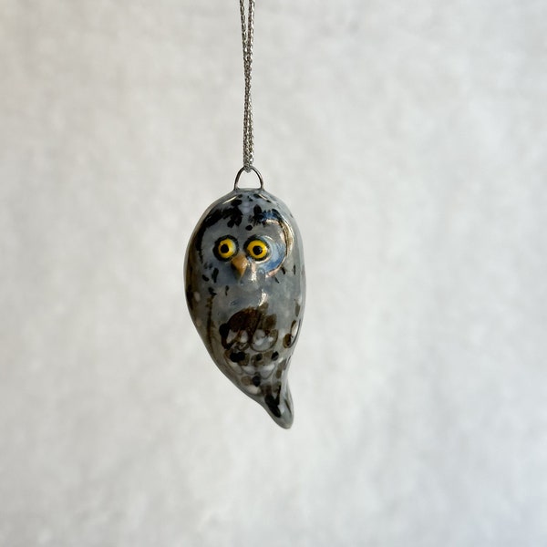 Owl ornament, Christmas Ornament , ceramic owl, ceramic ornament, Christmas tree ornament, Christmas Decor, porcelain owl
