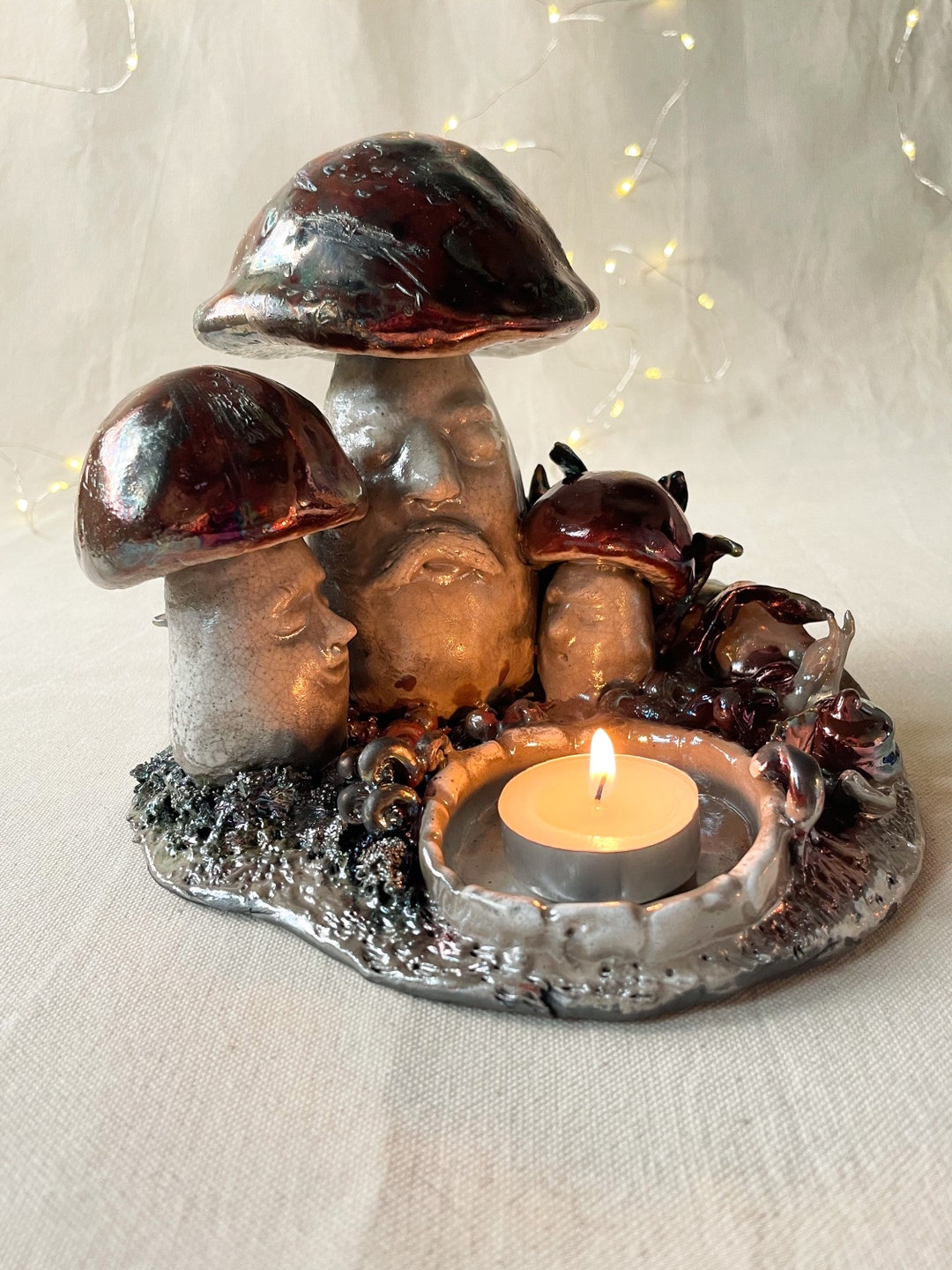 Boletus Mushroom Tealight Holder, Mushroom People, Ceramic Luminary