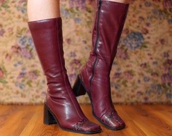 tall chunky heel boots