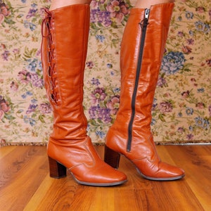 Vintage leather knee high boots clearance