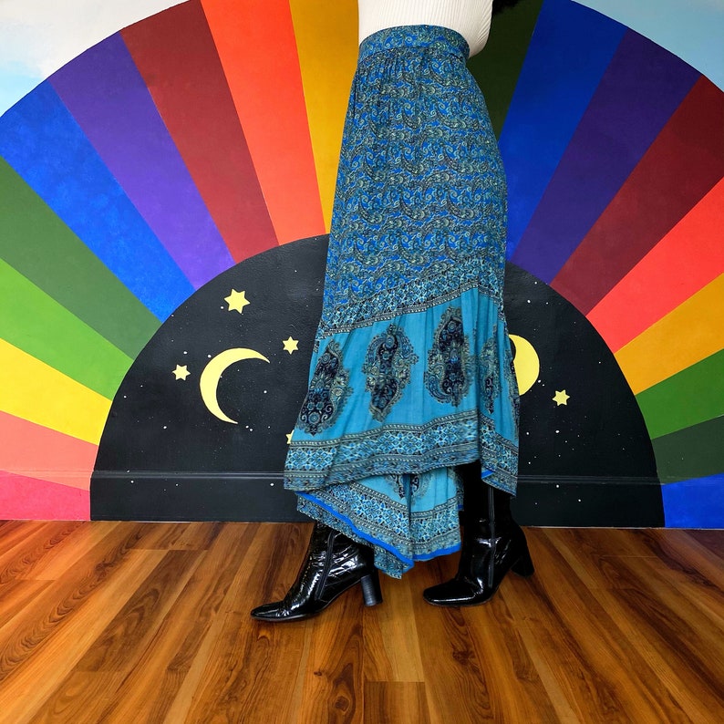 psychedelic print by Angie Bell bottoms 26 Waist Vintage 1990s Elephant Leg pants high waisted
