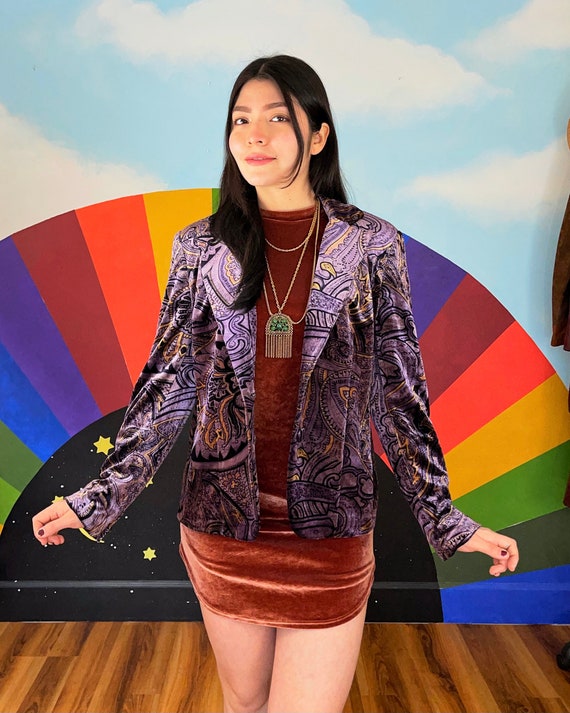Medium - Vintage 1990s Glam Velvet Blazer - 90s d