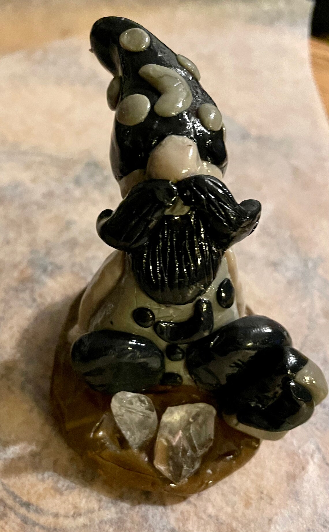 Hand Sculpted Clay Wizard Figurine with Quartz Crystals Etsy
