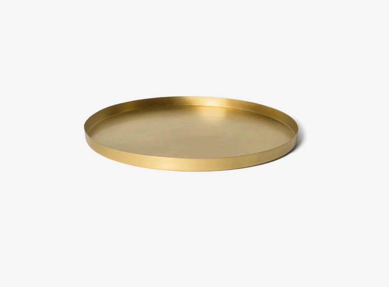 Gold Serving Tray // Round Tray // Gold Tray // Tableware // Etsy