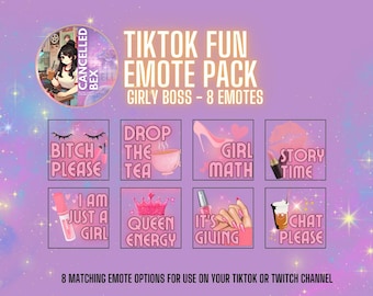 8 Tiktok or Twitch Emotes - Girly Boss - 8 Emotes options for your twitch channel gamer