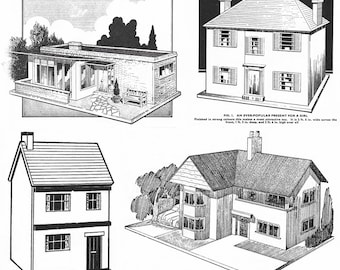 Vintage DIY Wooden Dollhouse Doll House Design Plans Digital PDF Instant Download