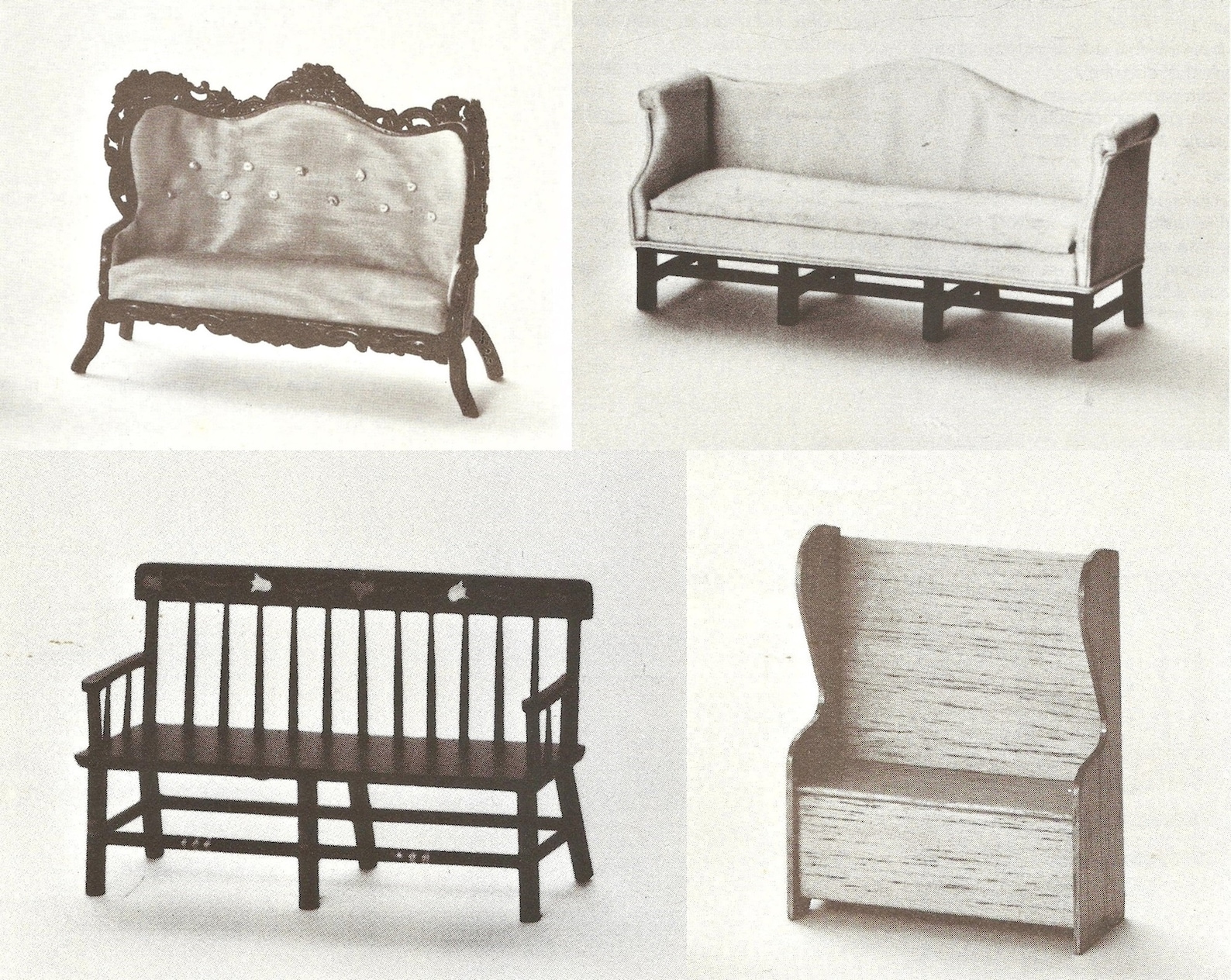 Vintage Dollhouse Doll House Miniature Balsa Wood Furniture Sofas 4