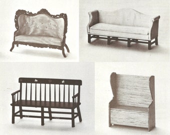 Vintage Dollhouse Doll House Miniature Balsa Wood Furniture - Sofas (4) Digital PDF Instant Download
