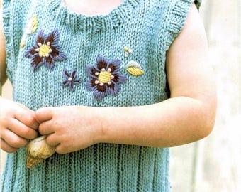 Debbie Bliss Toddler's Embroidered Dress Knitting Instructions PDF Digital Download
