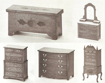 Vintage Dollhouse Doll House Miniature Balsa Wood Furniture - Chests (5) Digital PDF Instant Download